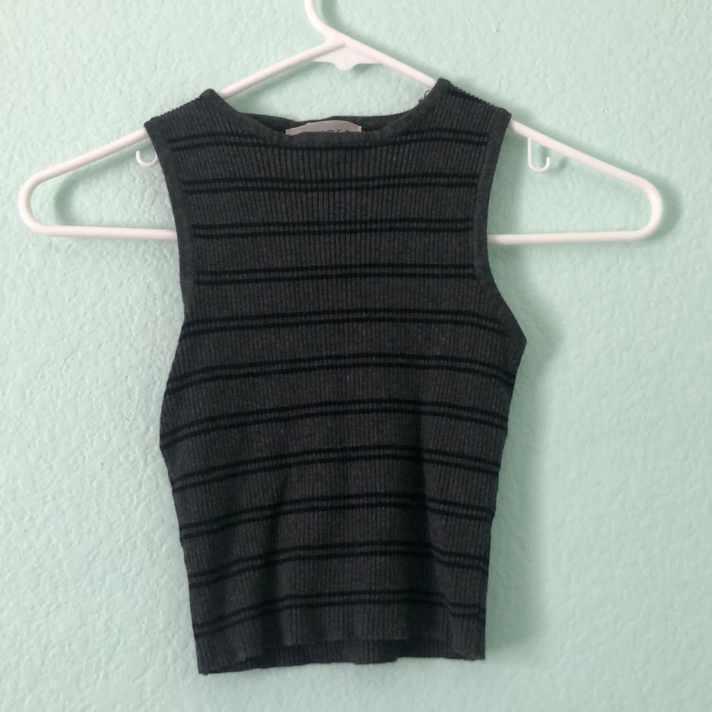 Black and grey stripped crop tank top